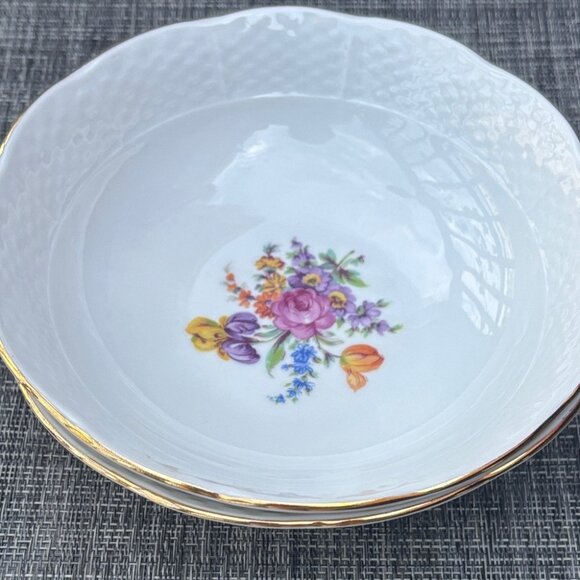 T K Thun V Bohemia Czechoslovakia Floral Porcelain Bowls Set of 2 Vintage - Picture 7 of 7